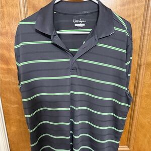 Walter Hagen Men's Polo Shirt with Black and Green Stripes